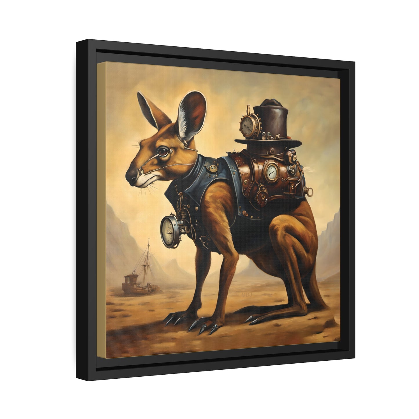 Steampunk Kangaroo 2 - Thick Matte Canvas Print, Black Frame