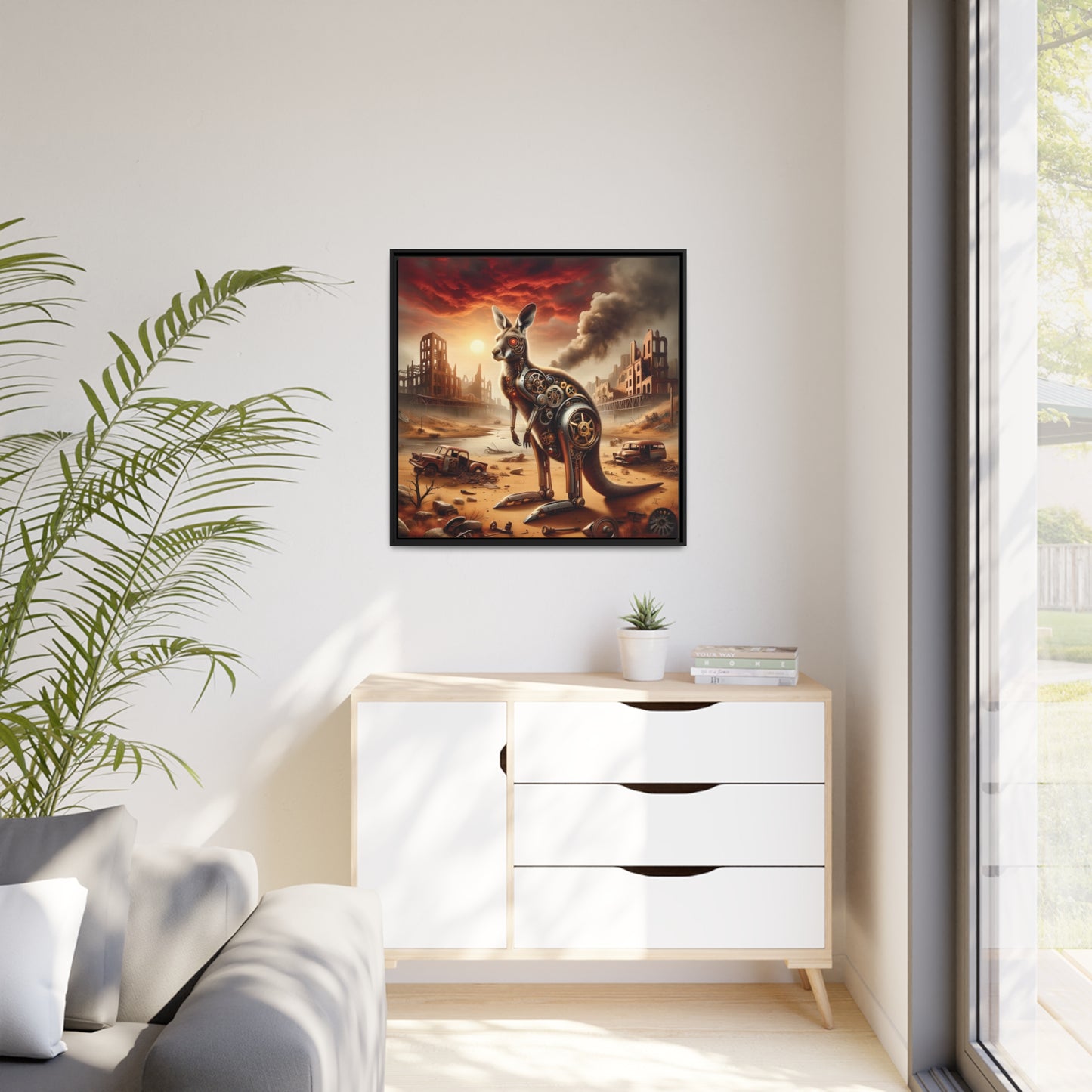 Steampunk Kangaroo 15 - Thick Matte Canvas Print, Black Frame