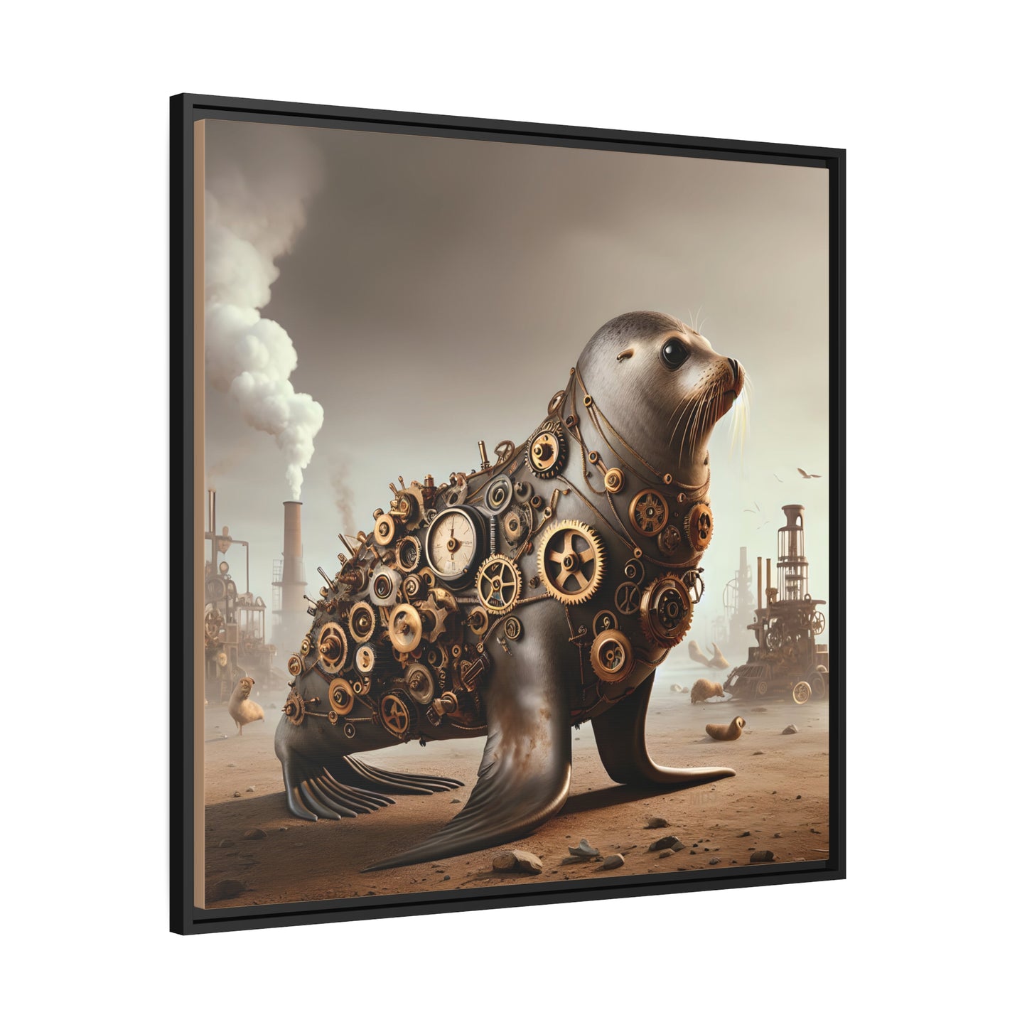 Steampunk Seal 7 - Thick Matte Canvas Print, Black Frame