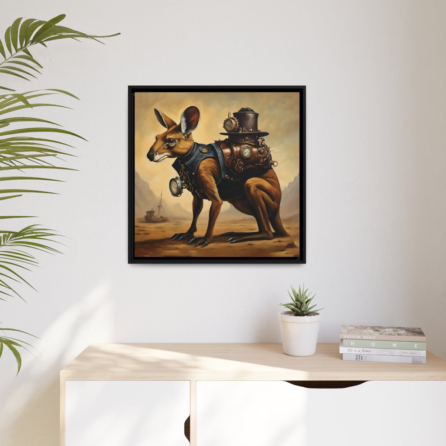 Steampunk Kangaroo 2 - Thick Matte Canvas Print, Black Frame