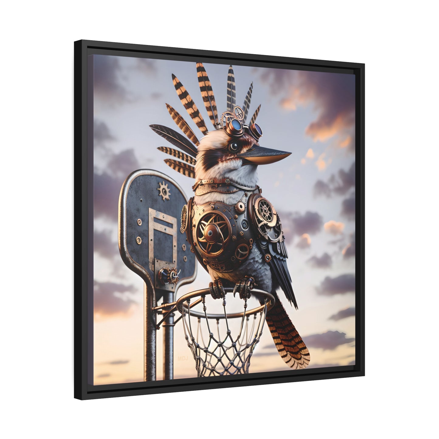 Steampunk Kookaburra 19 - Thick Matte Canvas Print, Black Frame