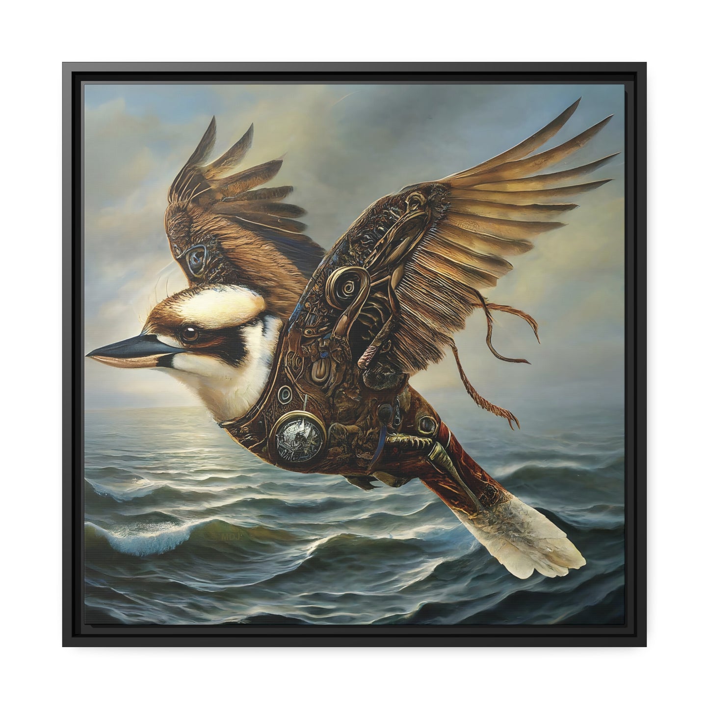 Steampunk Kookaburra 13 - Thick Matte Canvas Print, Black Frame