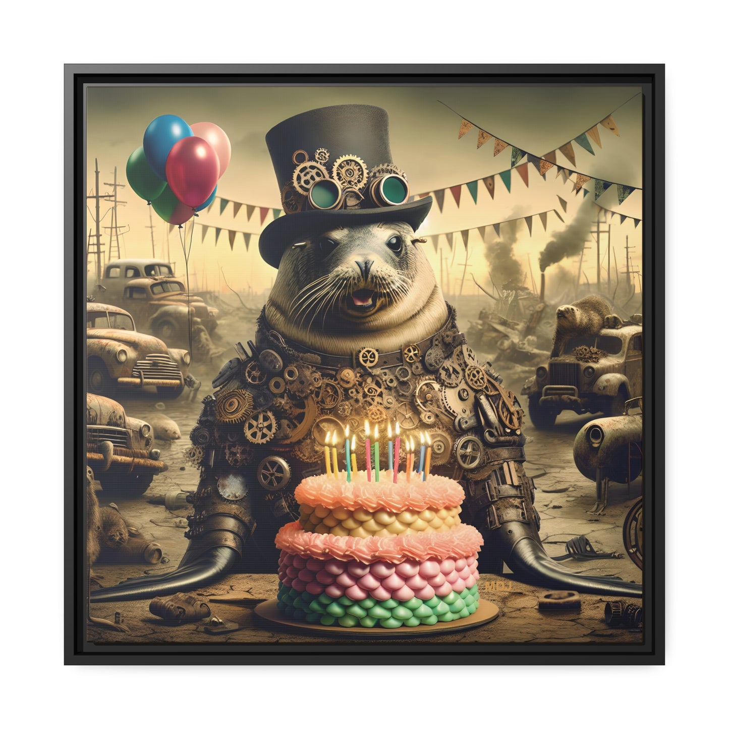 Steampunk Seal 11 - Thick Matte Canvas Print, Black Frame