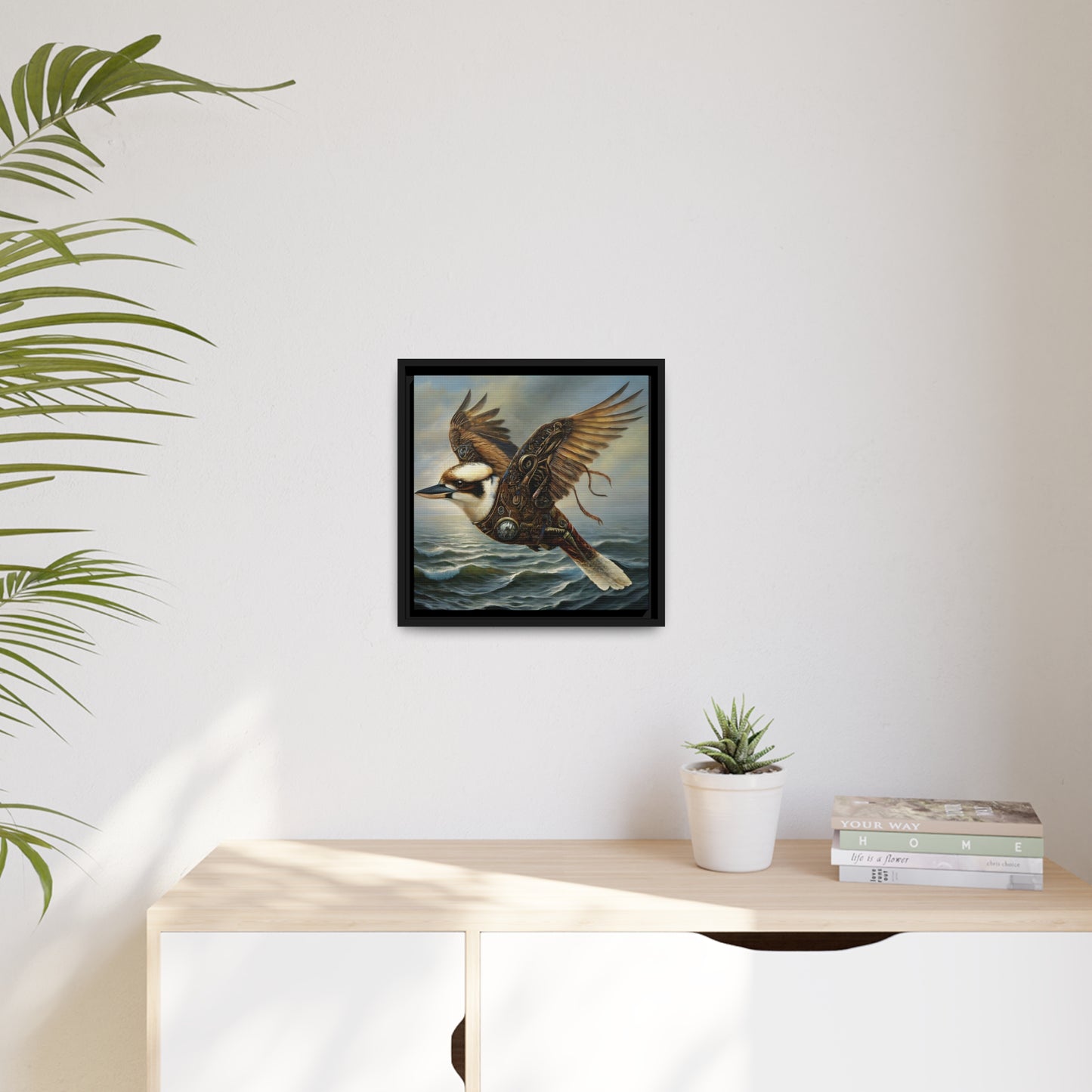 Steampunk Kookaburra 13 - Thick Matte Canvas Print, Black Frame