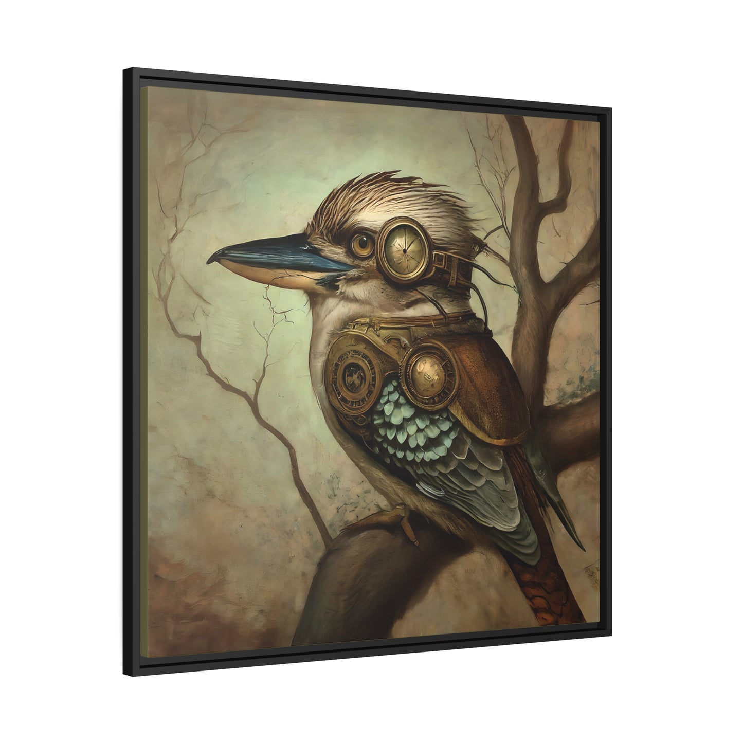 Steampunk Kookaburra 12 - Thick Matte Canvas Print, Black Frame