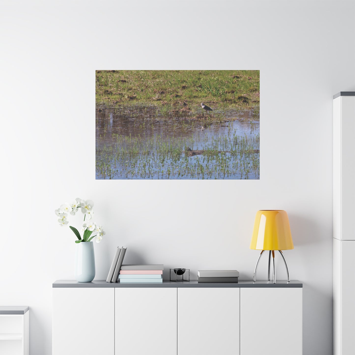 Sandpiper in Serene Wetland [2897] | Stretched Canvas