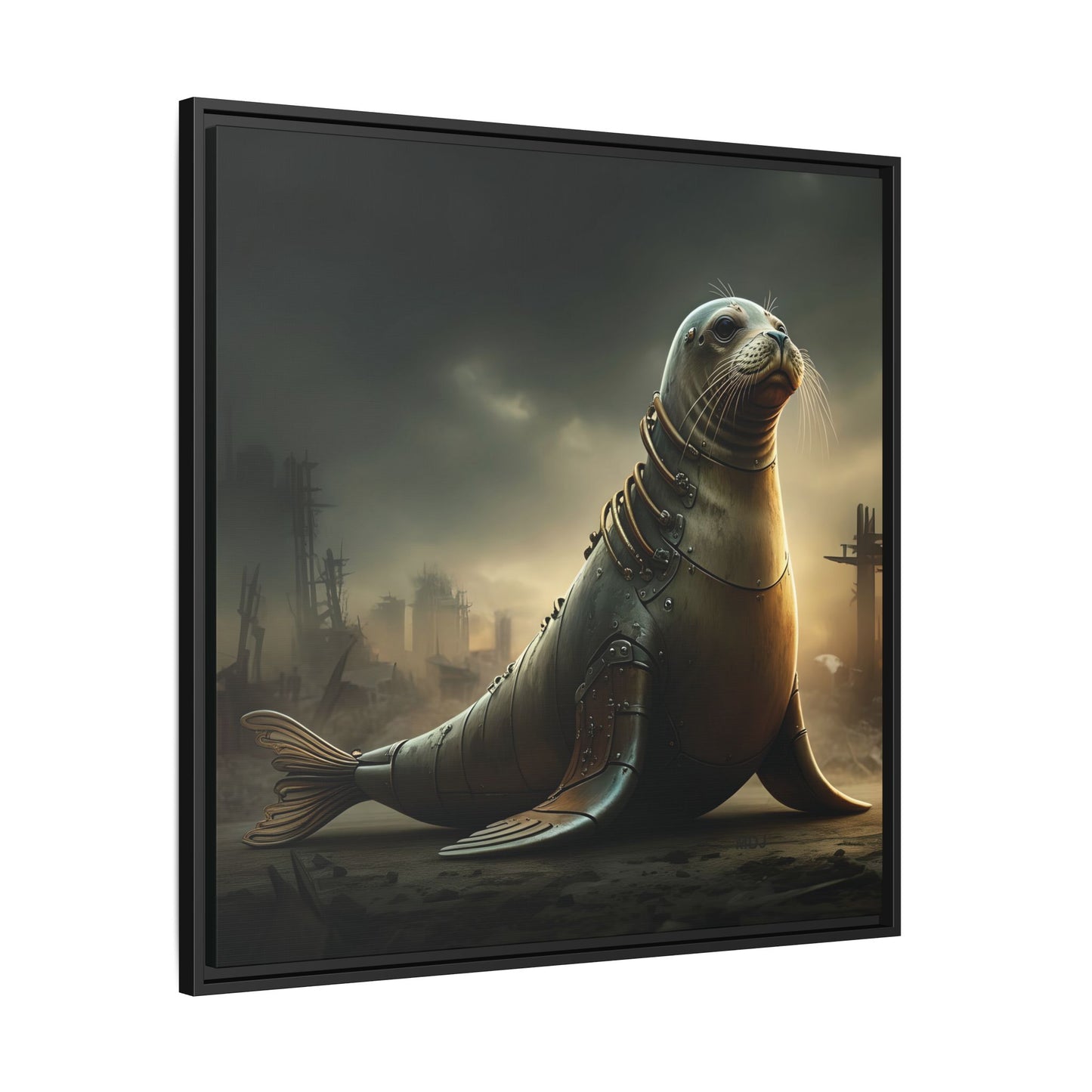 Steampunk Seal 12 - Thick Matte Canvas Print, Black Frame