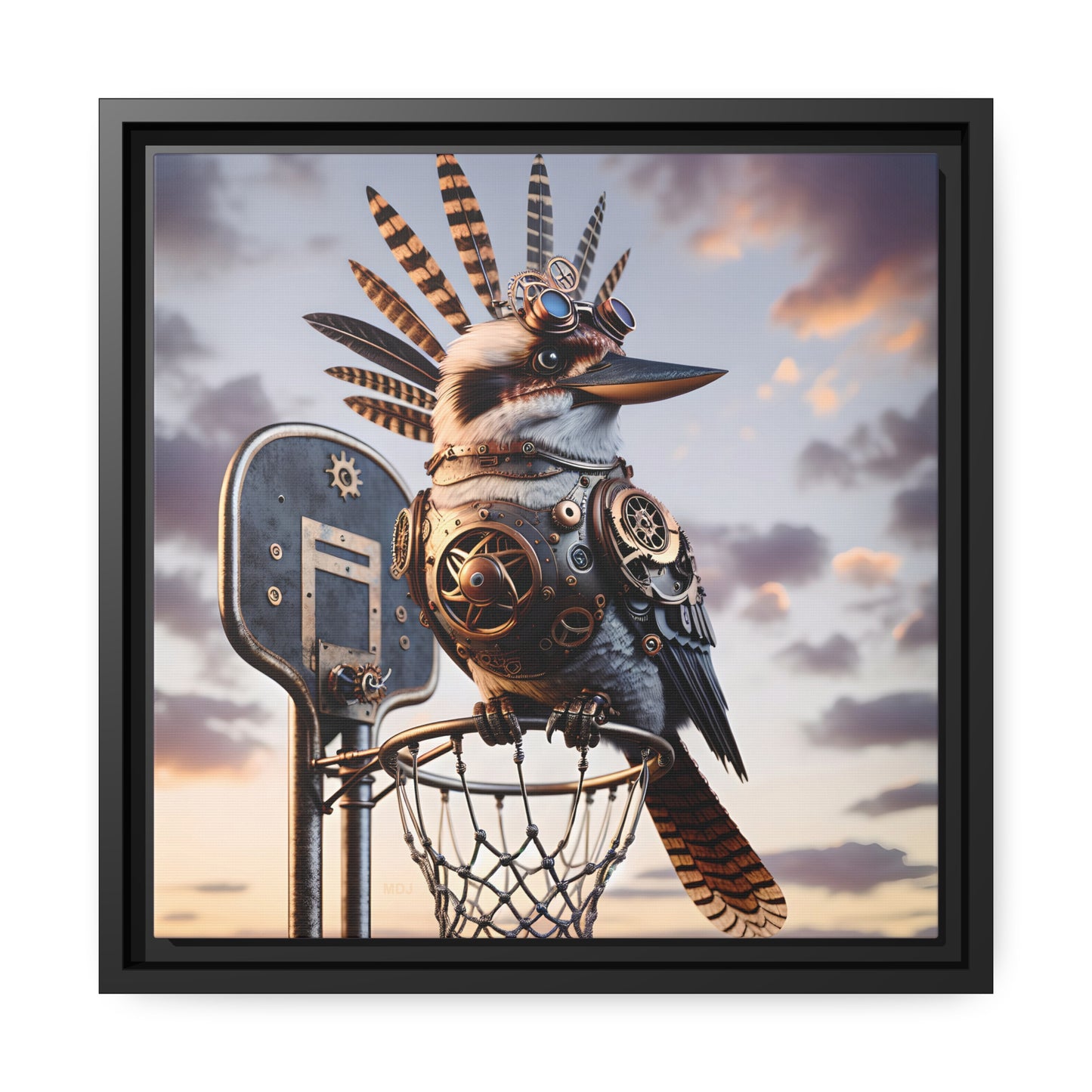 Steampunk Kookaburra 19 - Thick Matte Canvas Print, Black Frame