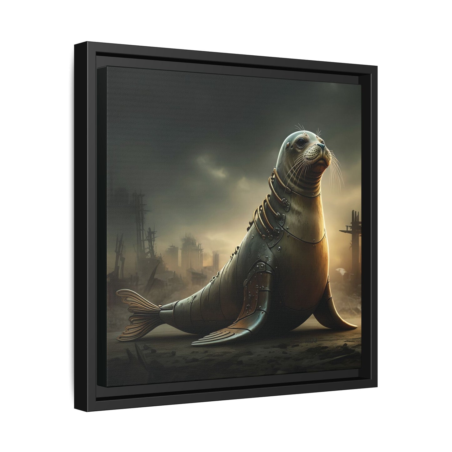 Steampunk Seal 12 - Thick Matte Canvas Print, Black Frame