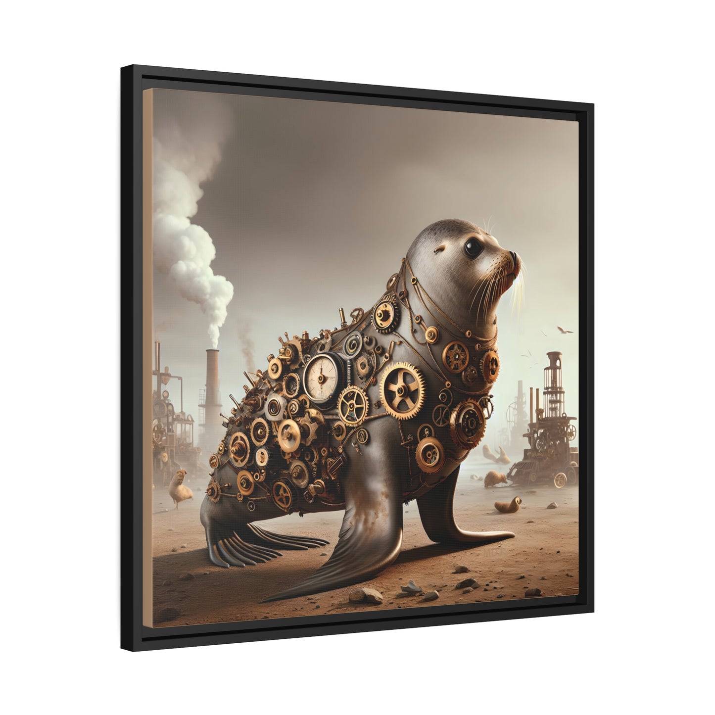 Steampunk Seal 7 - Thick Matte Canvas Print, Black Frame