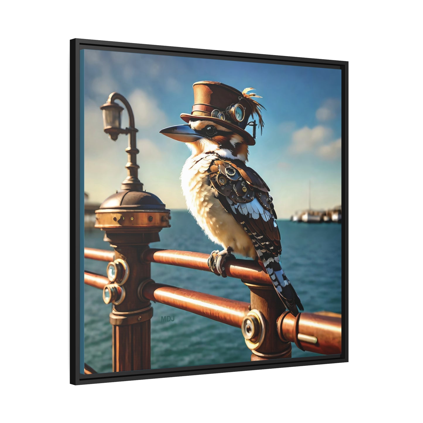 Steampunk Kookaburra 10 - Thick Matte Canvas Print, Black Frame