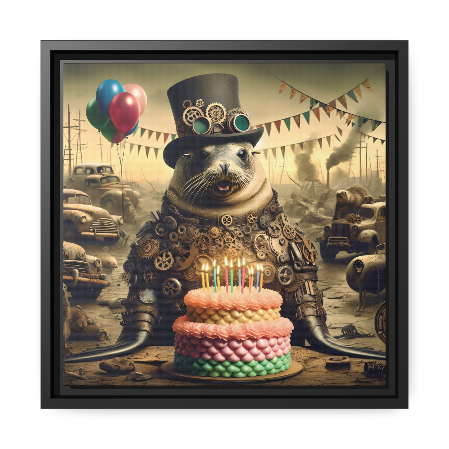 Steampunk Seal 11 - Thick Matte Canvas Print, Black Frame