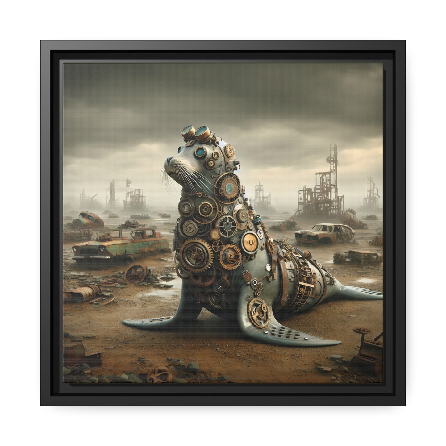 Steampunk Seal 8 - Thick Matte Canvas Print, Black Frame