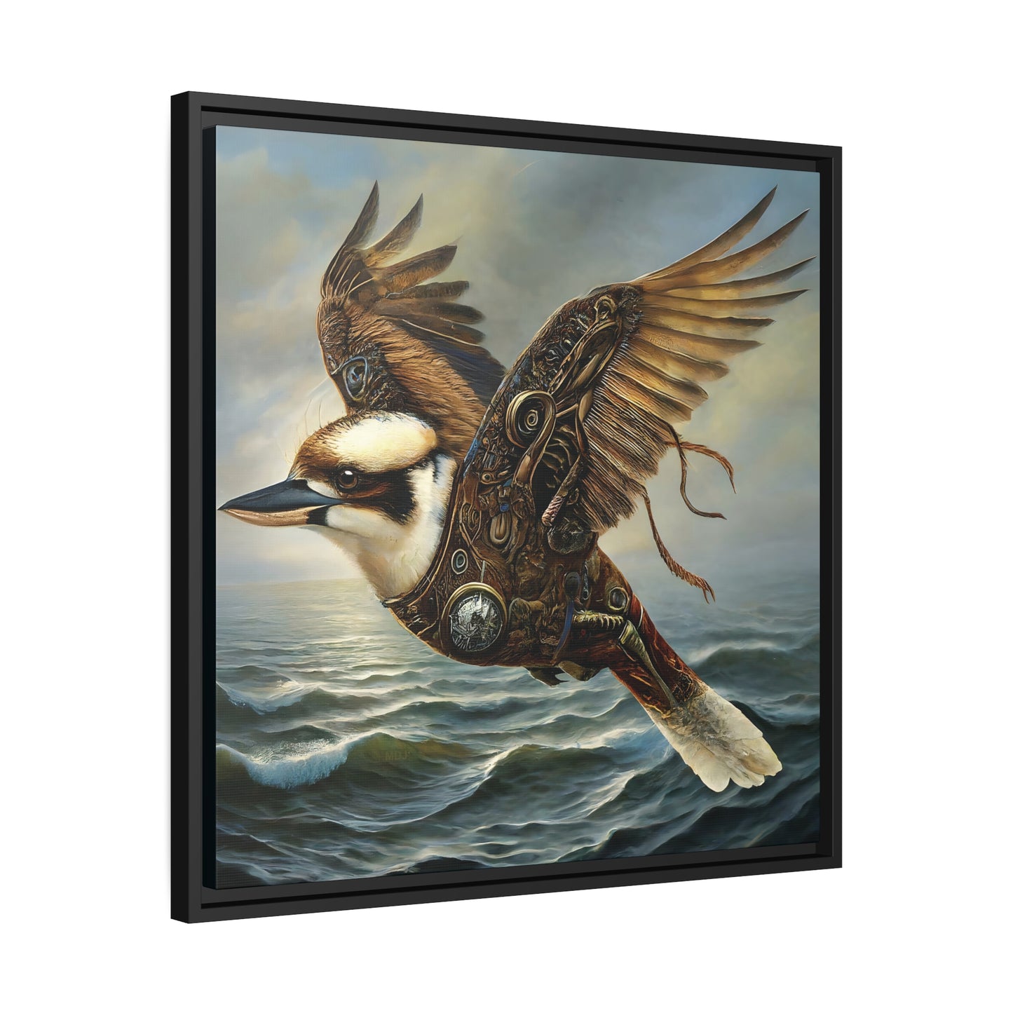 Steampunk Kookaburra 13 - Thick Matte Canvas Print, Black Frame