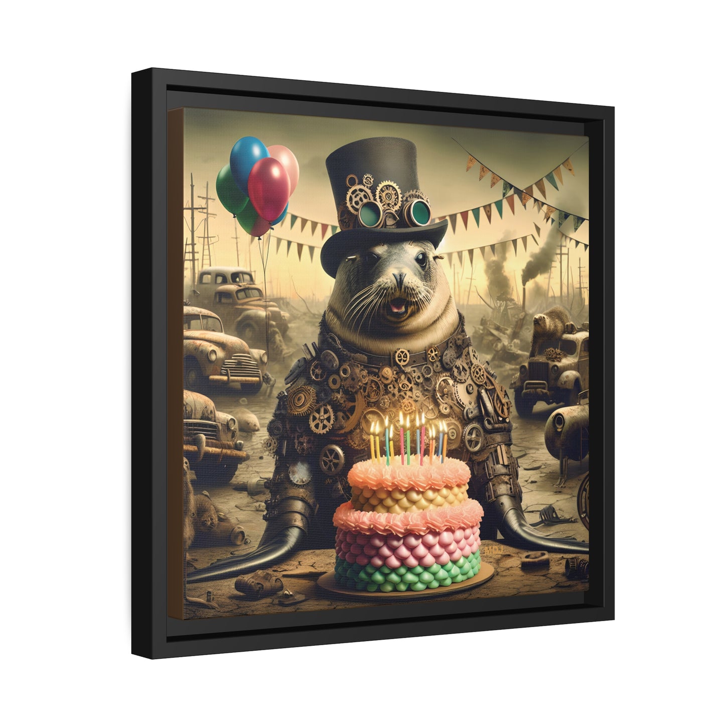 Steampunk Seal 11 - Thick Matte Canvas Print, Black Frame