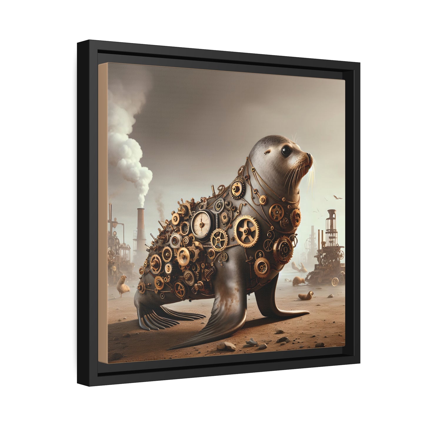 Steampunk Seal 7 - Thick Matte Canvas Print, Black Frame