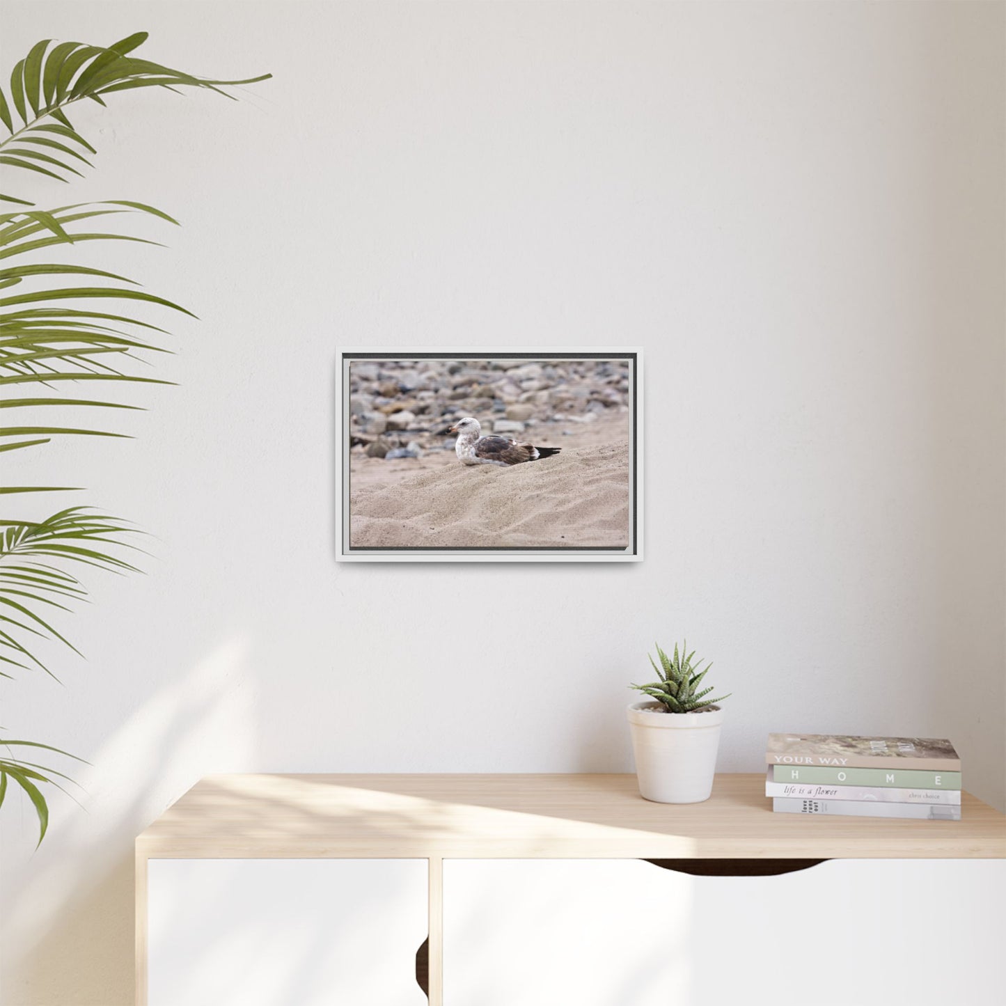 Seagull Serenity on the Shore [4278] | Framed Canvas