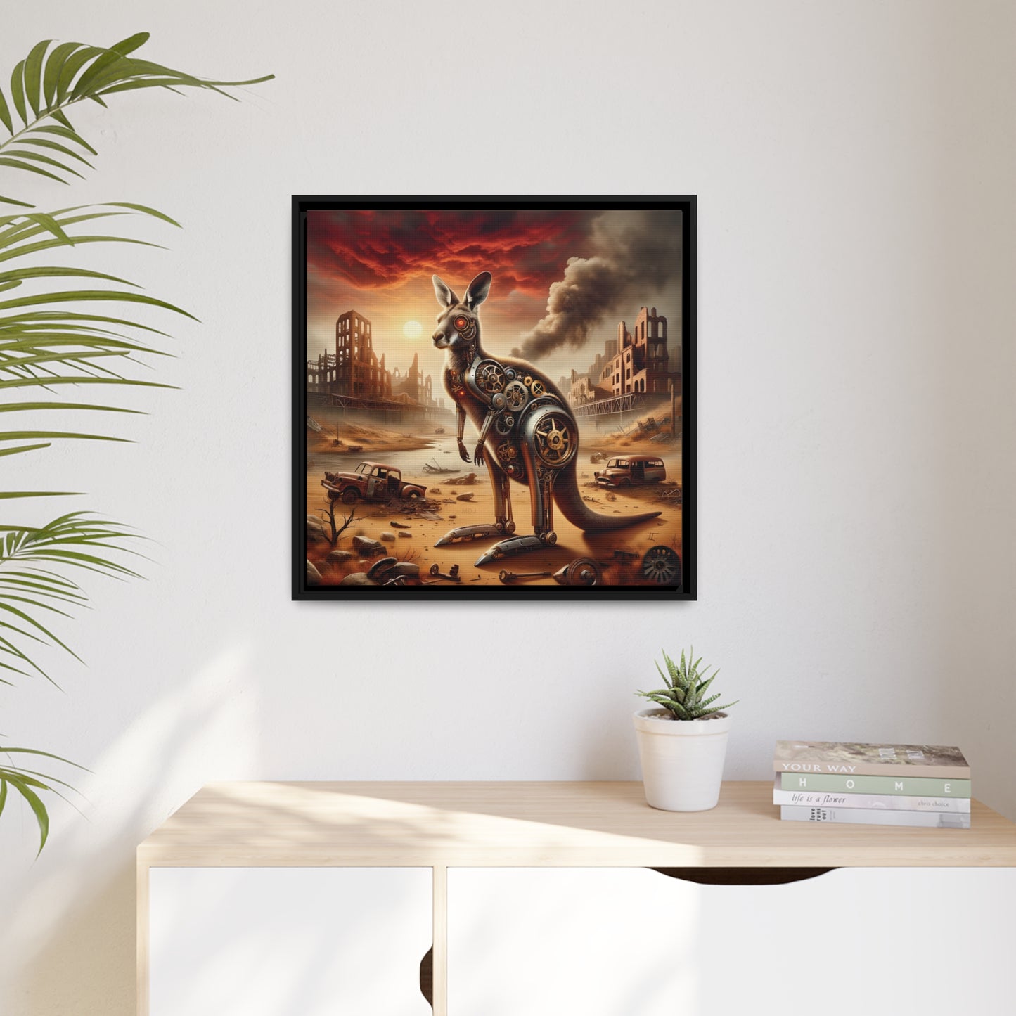 Steampunk Kangaroo 15 - Thick Matte Canvas Print, Black Frame