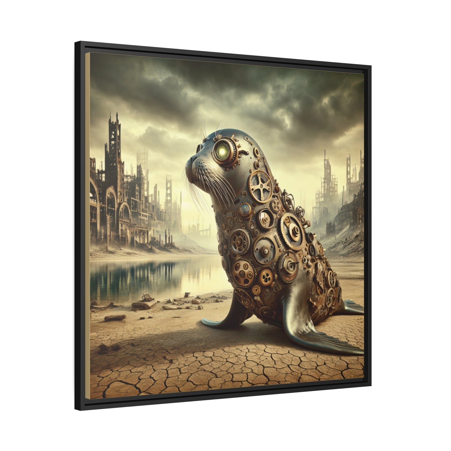 Steampunk Seal 10 - Thick Matte Canvas Print, Black Frame