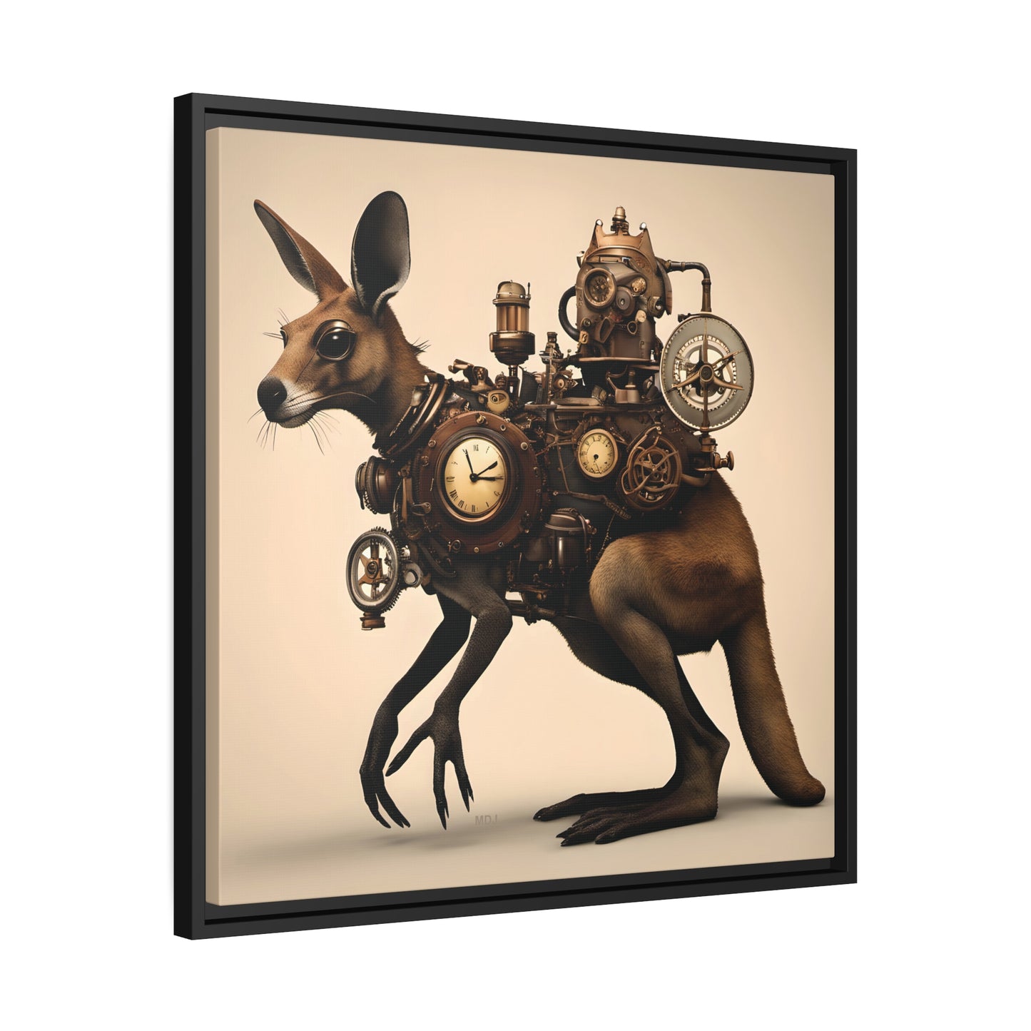 Steampunk Kangaroo 1 - Thick Matte Canvas Print, Black Frame