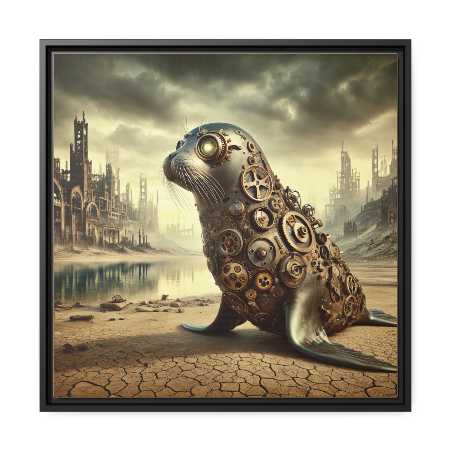 Steampunk Seal 10 - Thick Matte Canvas Print, Black Frame