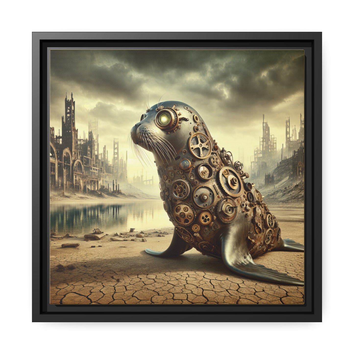 Steampunk Seal 10 - Thick Matte Canvas Print, Black Frame