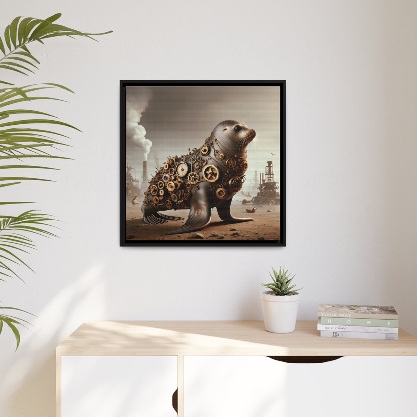 Steampunk Seal 7 - Thick Matte Canvas Print, Black Frame