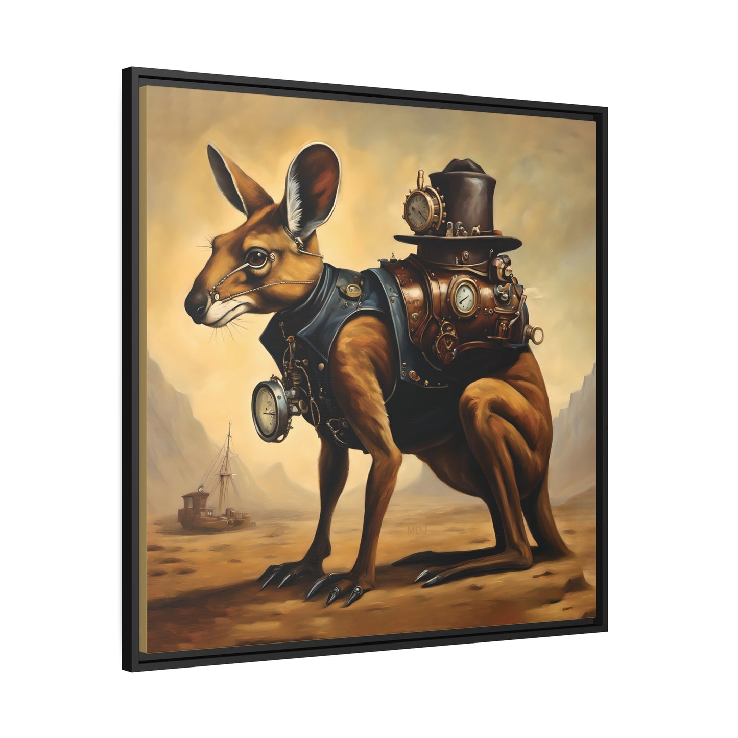 Steampunk Kangaroo 2 - Thick Matte Canvas Print, Black Frame