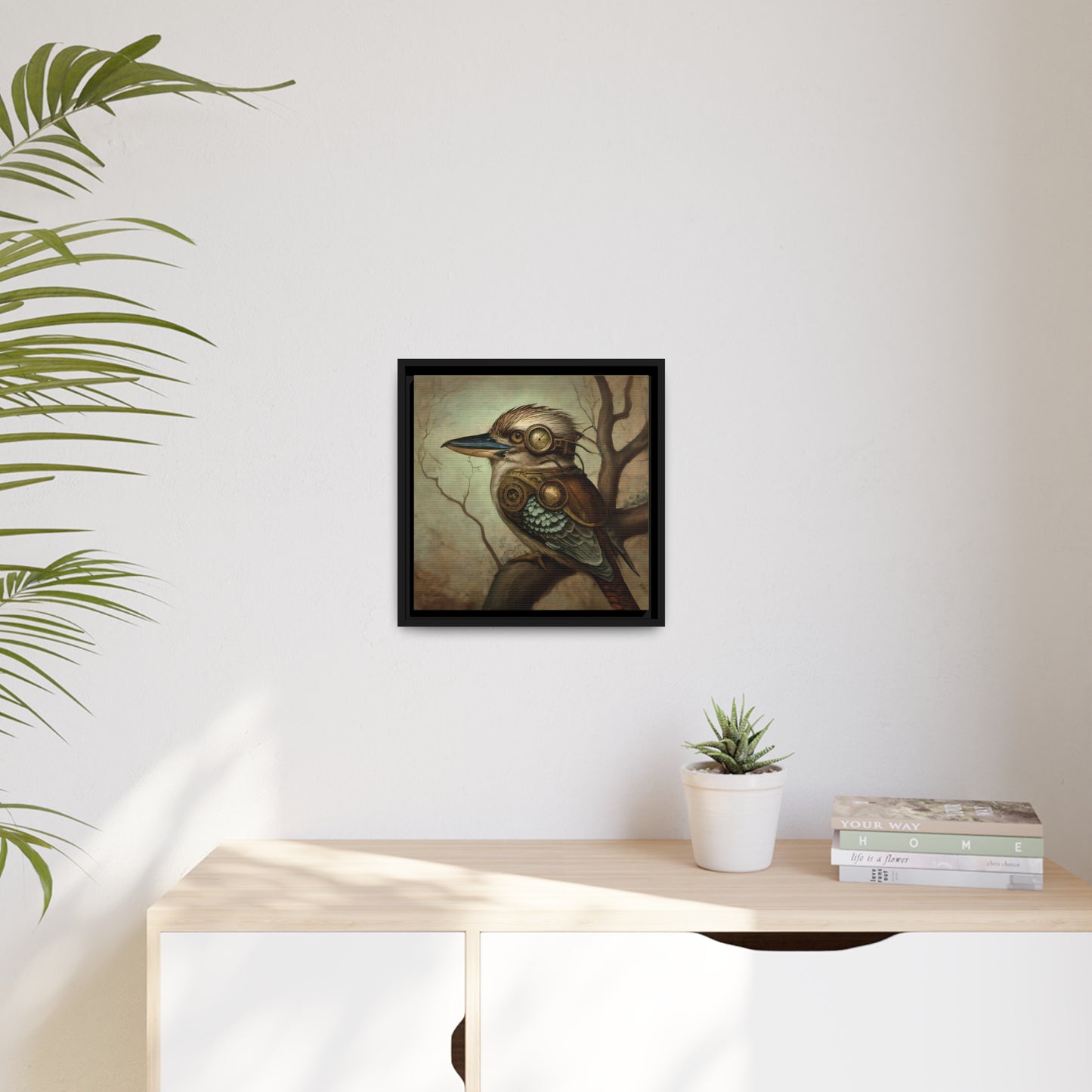 Steampunk Kookaburra 12 - Thick Matte Canvas Print, Black Frame