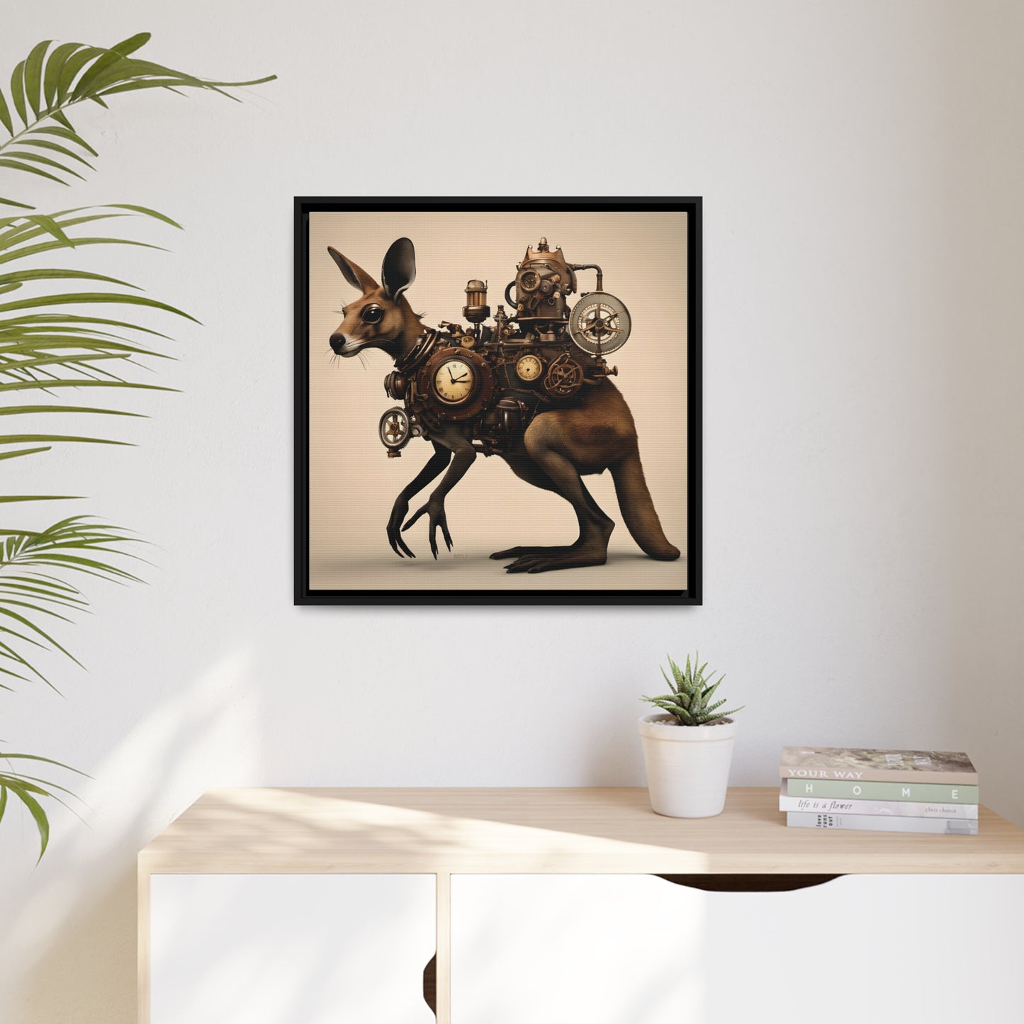 Steampunk Kangaroo 1 - Thick Matte Canvas Print, Black Frame