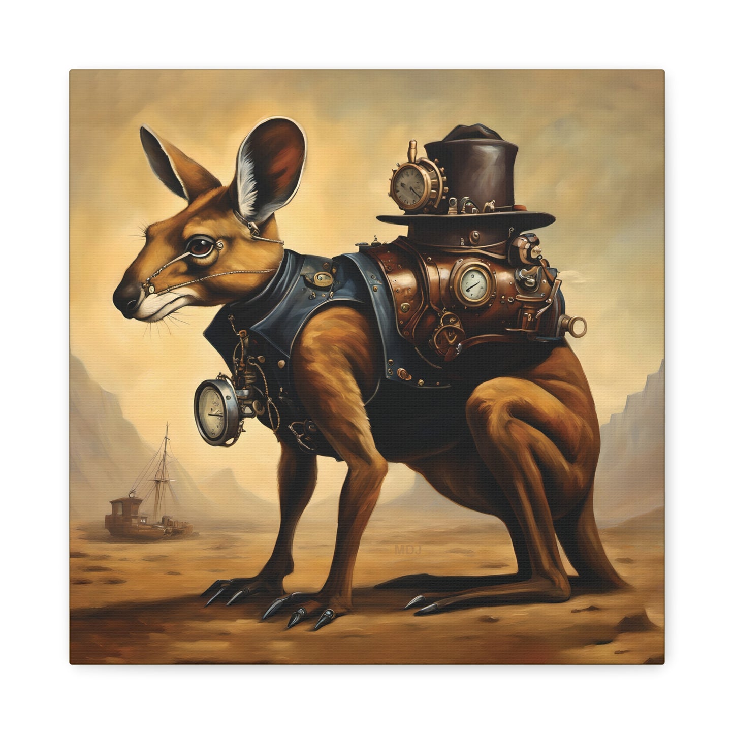 Steampunk Kangaroo 2 - Thick Matte Canvas Print