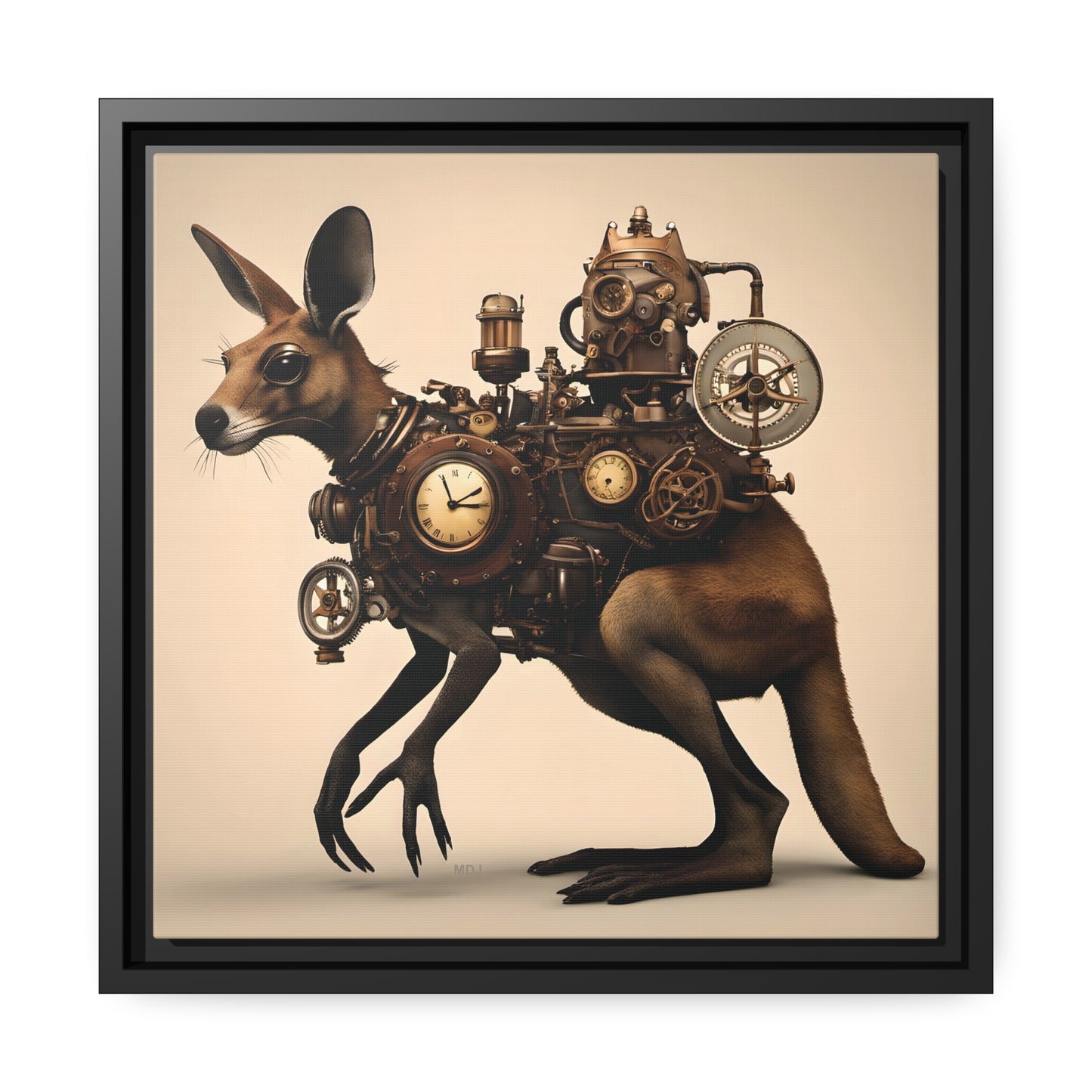 Steampunk Kangaroo 1 - Thick Matte Canvas Print, Black Frame