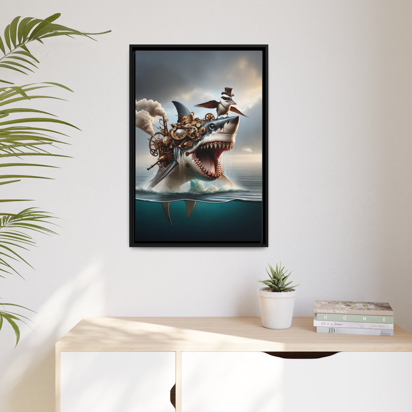 Steampunk Kookaburra 16 - Thick Matte Canvas Print, Black Frame