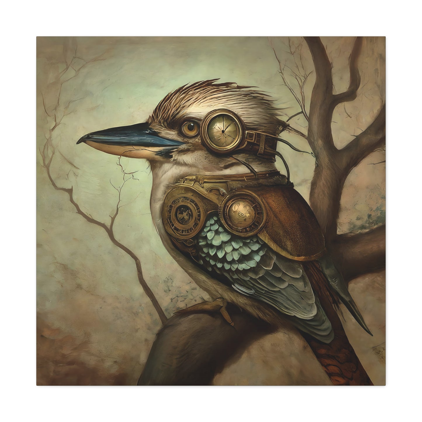 Steampunk Kookaburra 12 - Thick Matte Canvas Print