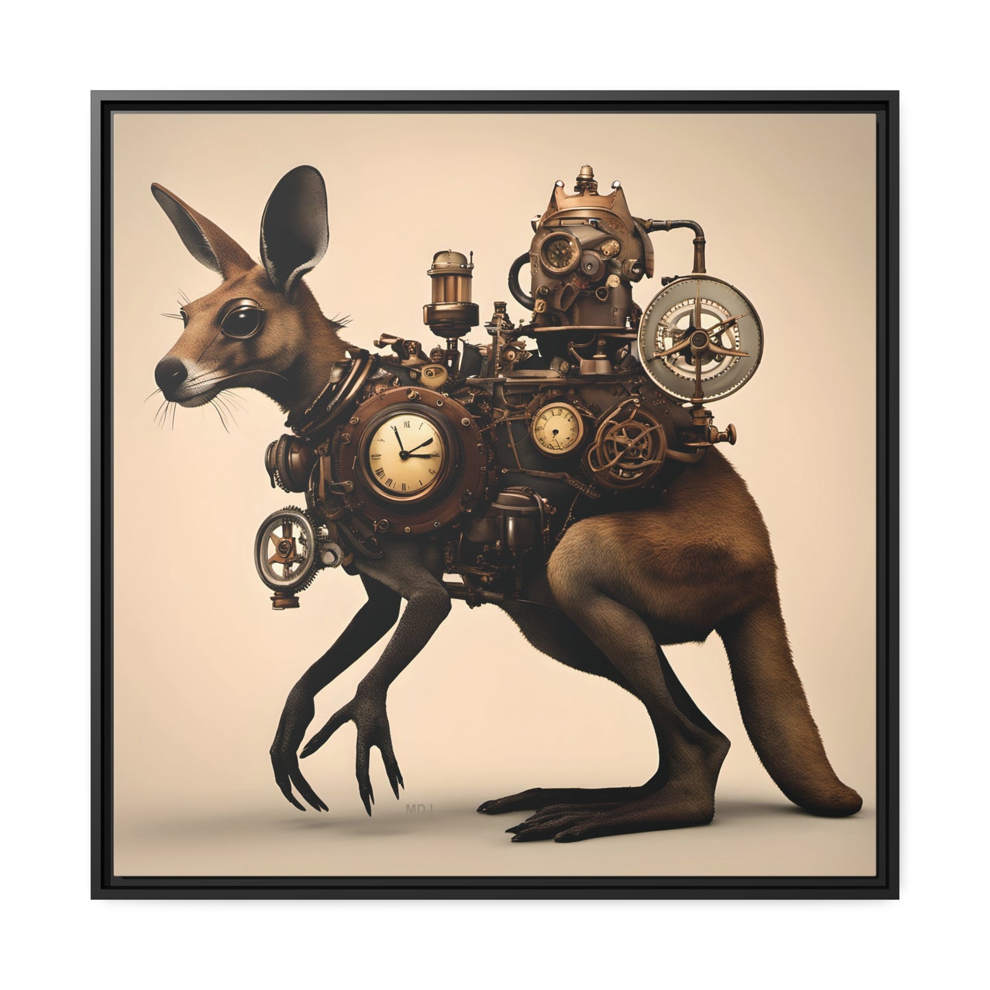 Steampunk Kangaroo 1 - Thick Matte Canvas Print, Black Frame