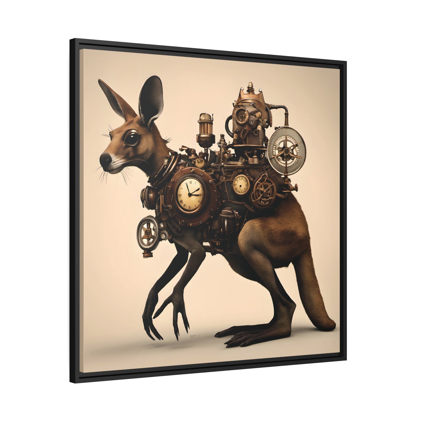 Steampunk Kangaroo 1 - Thick Matte Canvas Print, Black Frame