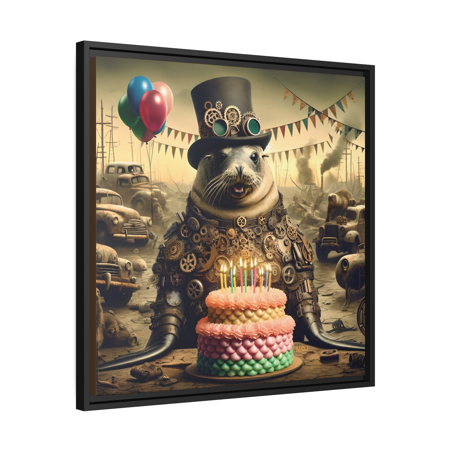 Steampunk Seal 11 - Thick Matte Canvas Print, Black Frame