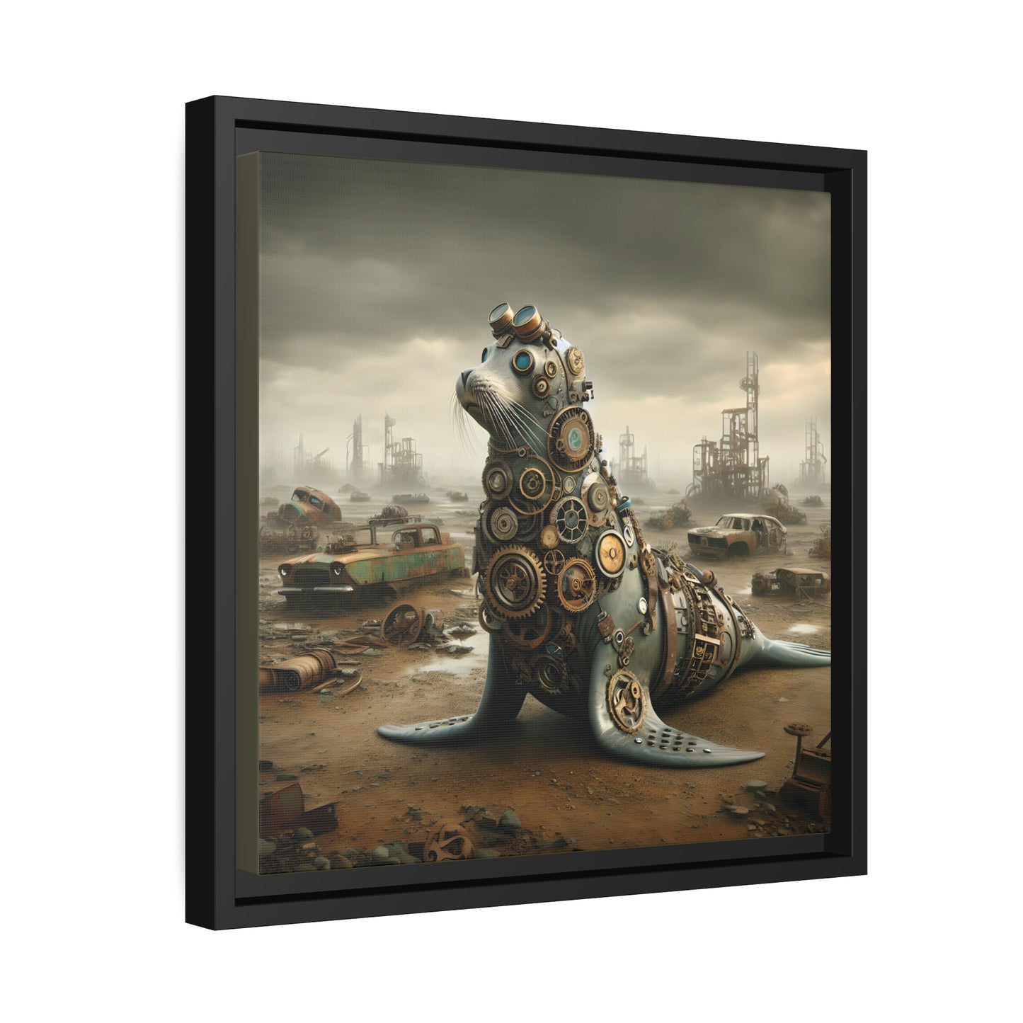 Steampunk Seal 8 - Thick Matte Canvas Print, Black Frame