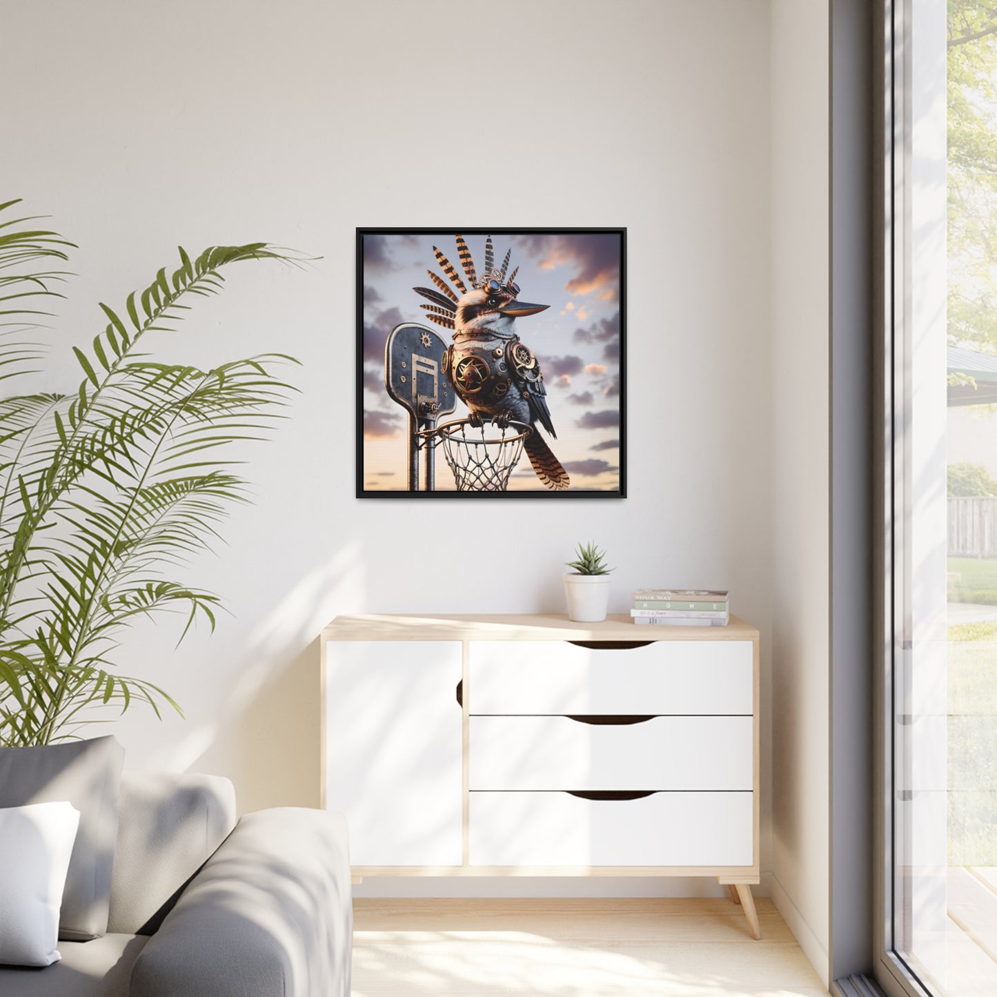 Steampunk Kookaburra 19 - Thick Matte Canvas Print, Black Frame