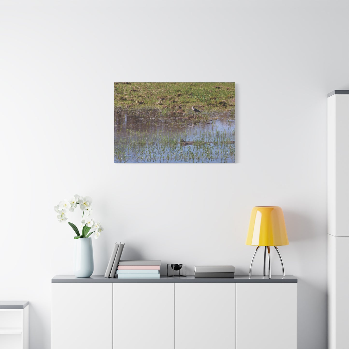 Sandpiper in Serene Wetland [2897] | Stretched Canvas
