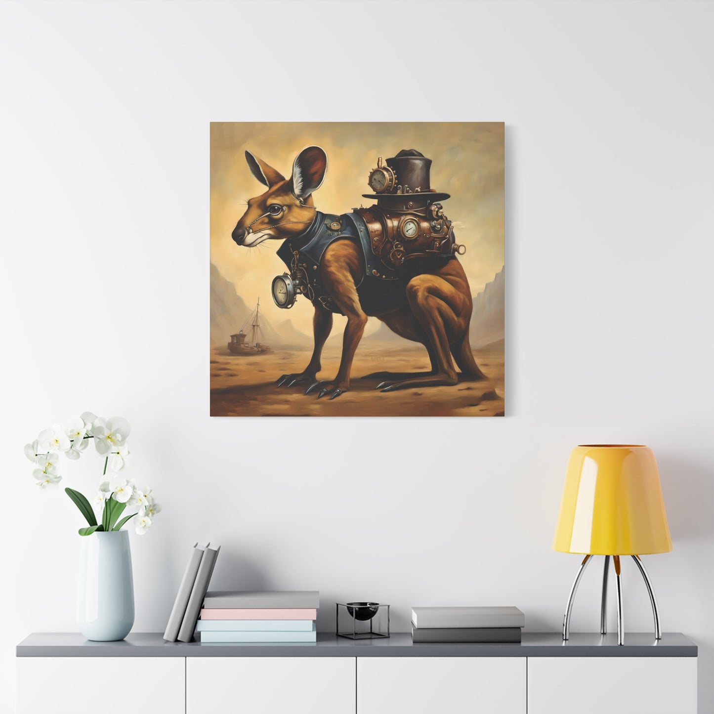 Steampunk Kangaroo 2 - Thick Matte Canvas Print