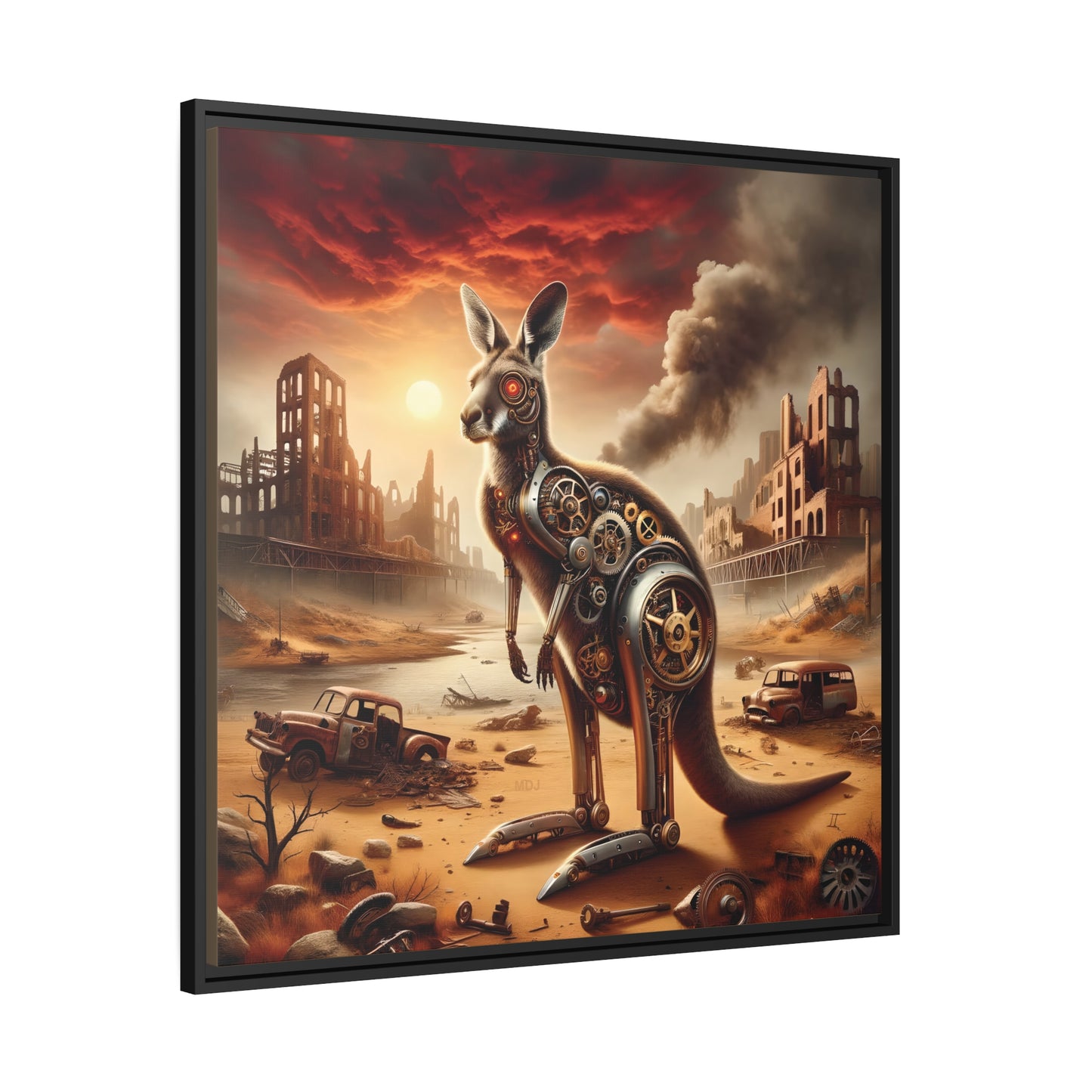 Steampunk Kangaroo 15 - Thick Matte Canvas Print, Black Frame