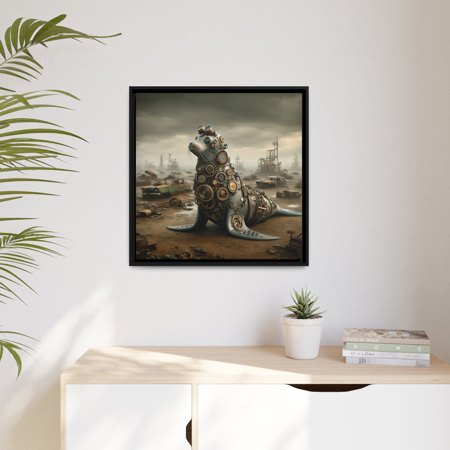 Steampunk Seal 8 - Thick Matte Canvas Print, Black Frame