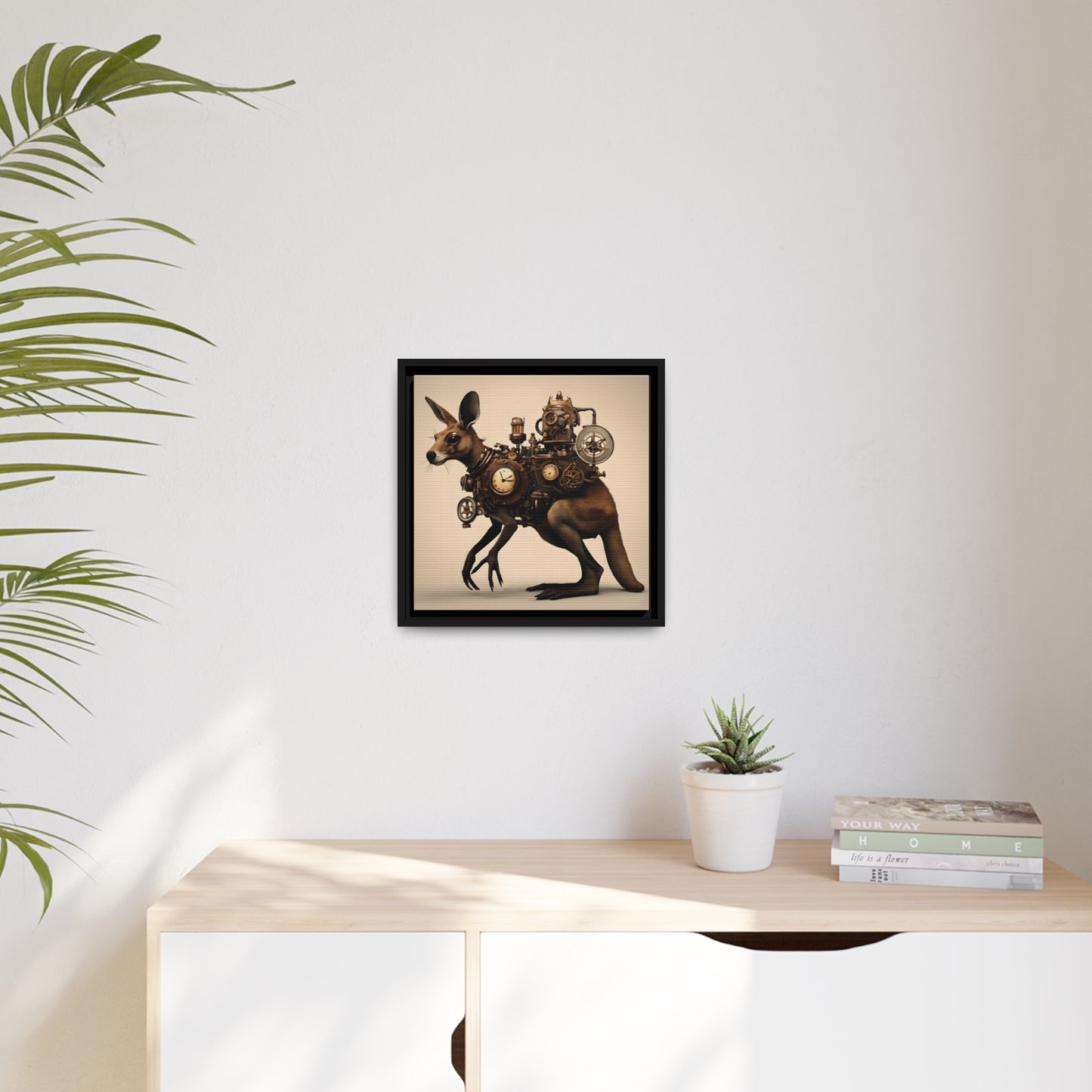 Steampunk Kangaroo 1 - Thick Matte Canvas Print, Black Frame