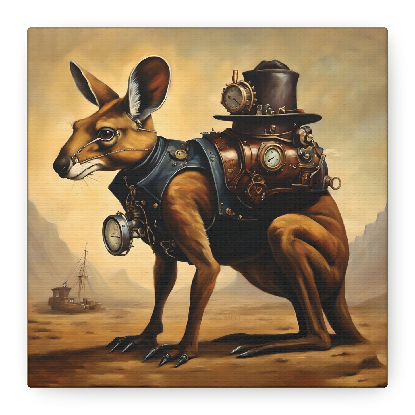 Steampunk Kangaroo 2 - Thick Matte Canvas Print