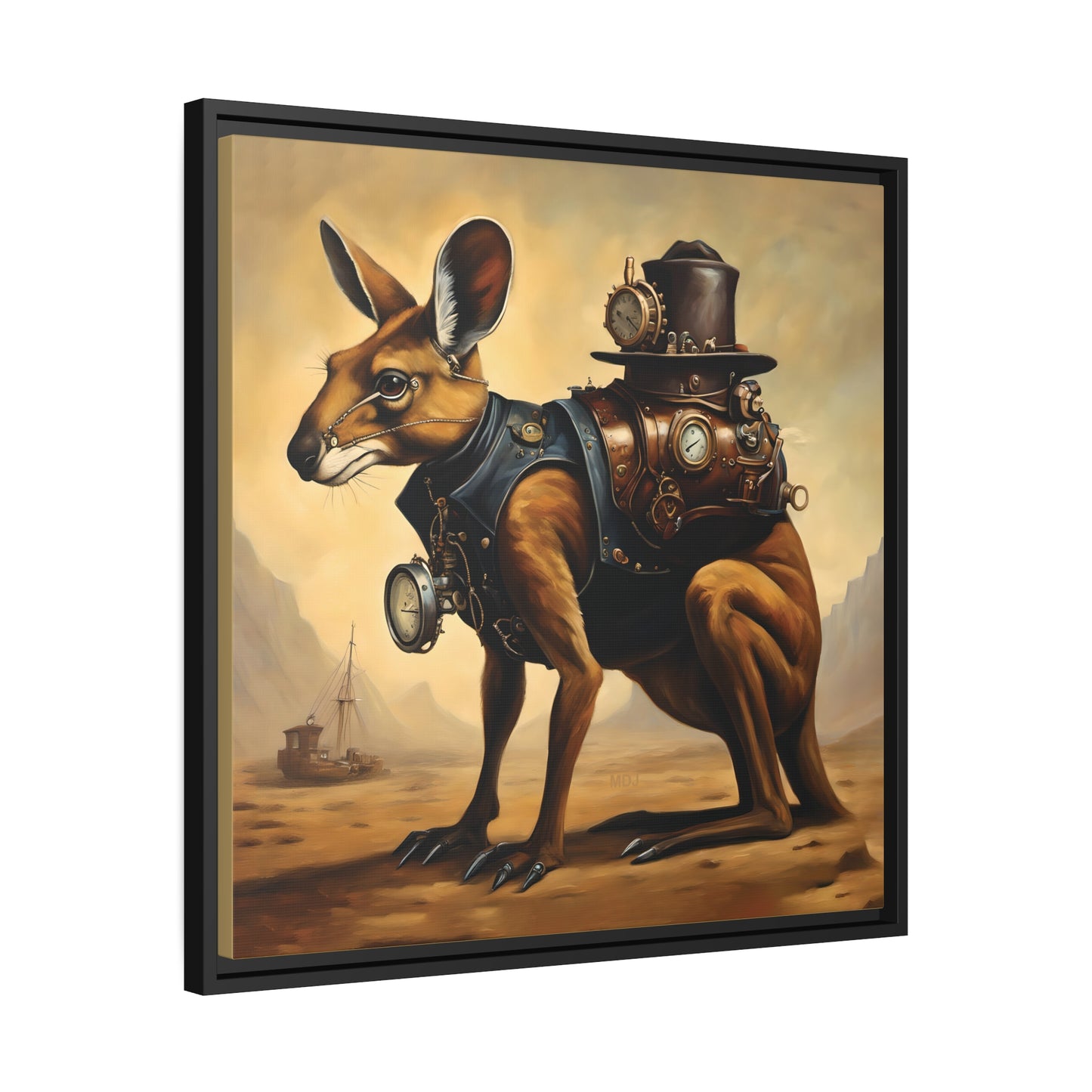 Steampunk Kangaroo 2 - Thick Matte Canvas Print, Black Frame