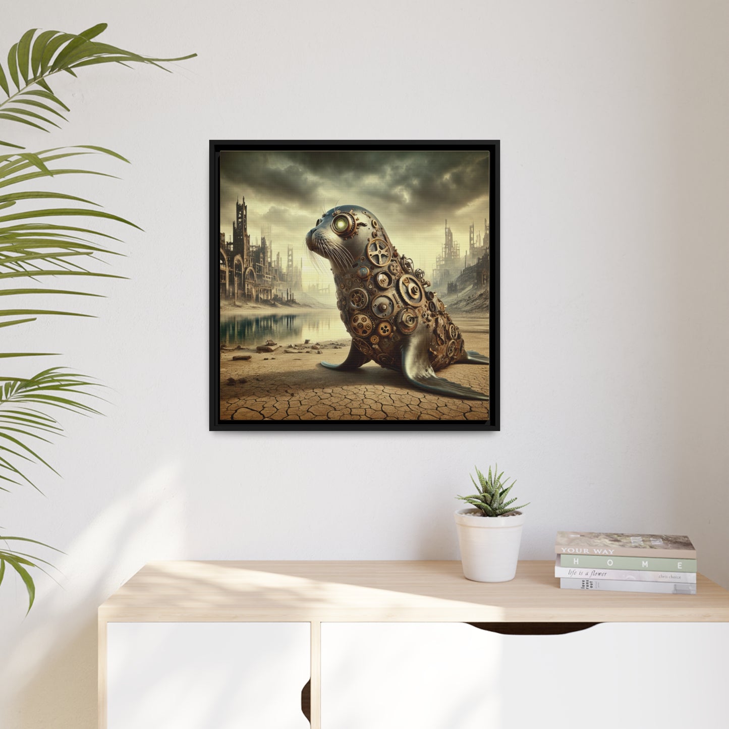 Steampunk Seal 10 - Thick Matte Canvas Print, Black Frame