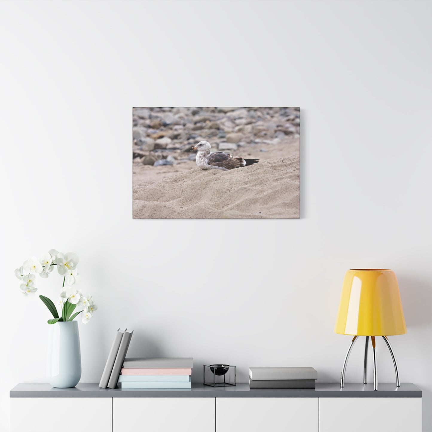 Seagull Serenity on the Shore 4278 - Thick Matte Canvas Print