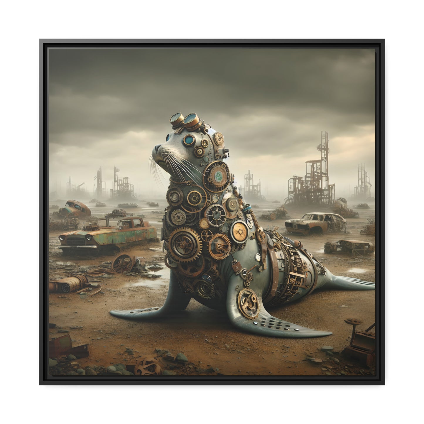 Steampunk Seal 8 - Thick Matte Canvas Print, Black Frame