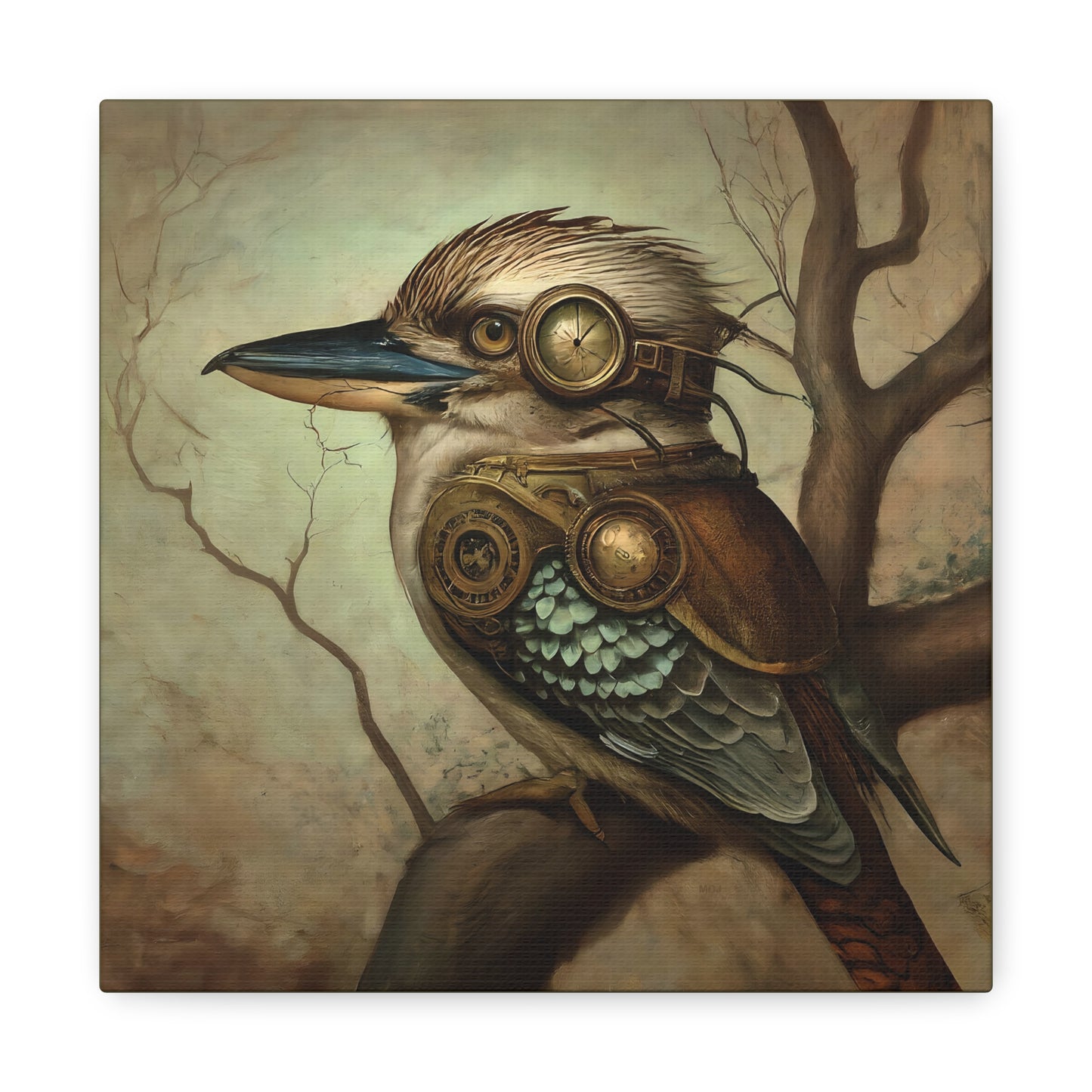 Steampunk Kookaburra 12 - Thick Matte Canvas Print